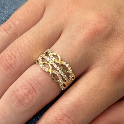10K Yellow Gold 1/2 Carat Diamond Twist Anniversary/Fashion Band