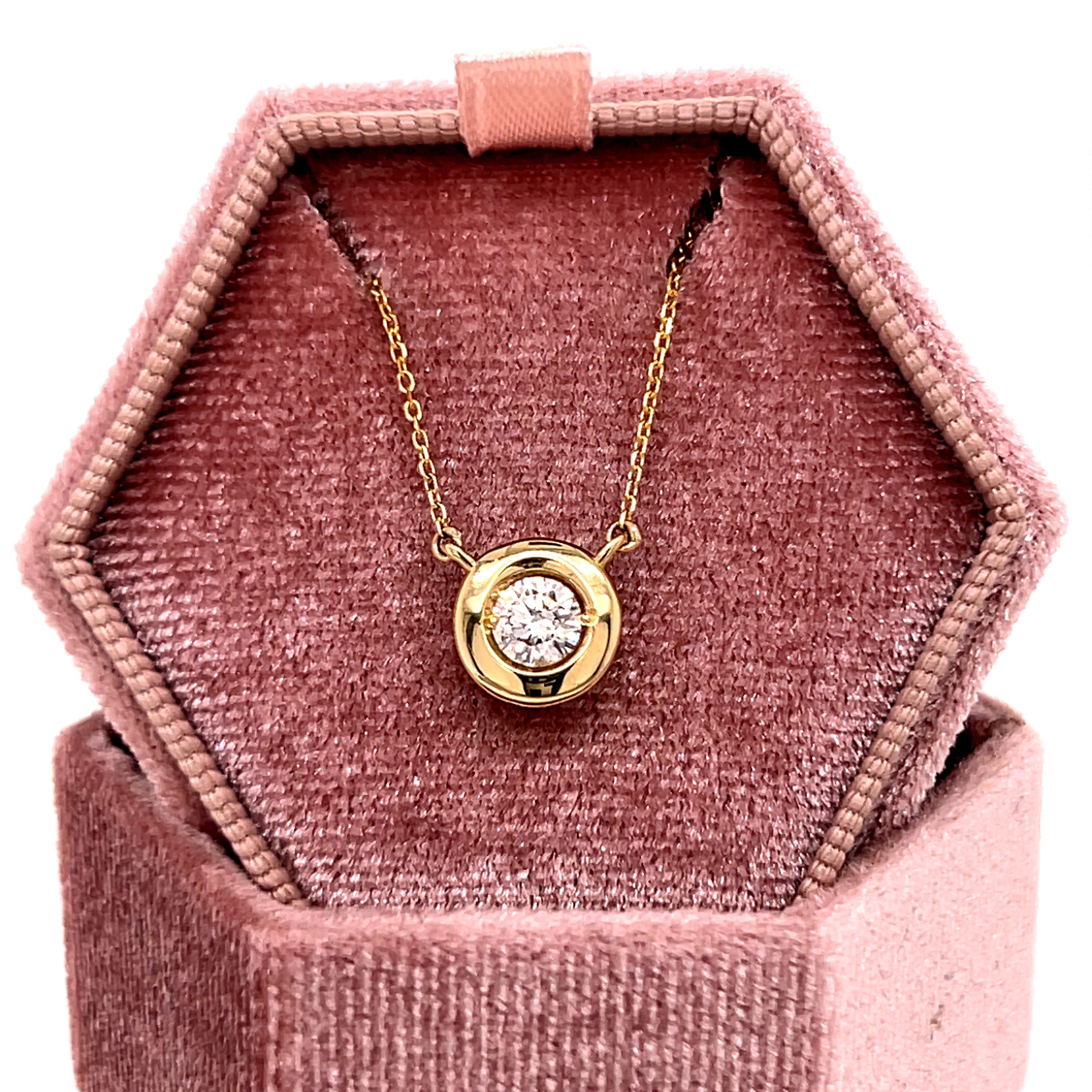 14K Yellow Gold 0.39CT Solitaire Diamond Necklace