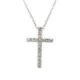10K White Gold 0.10 Carat Total Weight Diamond Cross Necklace