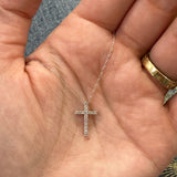 10K White Gold 0.10 Carat Total Weight Diamond Cross Necklace