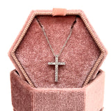 10K White Gold 0.10 Carat Total Weight Diamond Cross Necklace