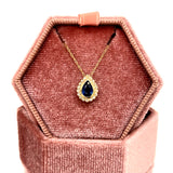 14K Yellow Gold 0.50CT Teardrop Sapphire and 0.07 Carat Total Weight Diamond Pendant