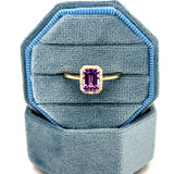 10K Yellow Gold 1,00CT Emerald-Cut Amethyst and 0.08 Carat Total Weight Diamond Ring