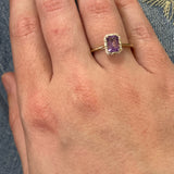10K Yellow Gold 1,00CT Emerald-Cut Amethyst and 0.08 Carat Total Weight Diamond Ring