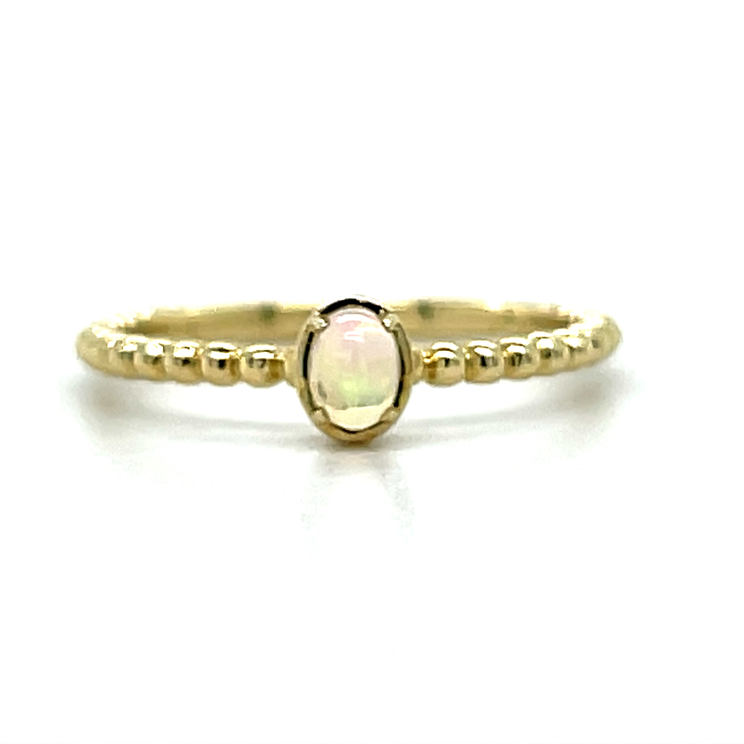 10K Yellow Gold 0.13CT Opal Beaded Ring