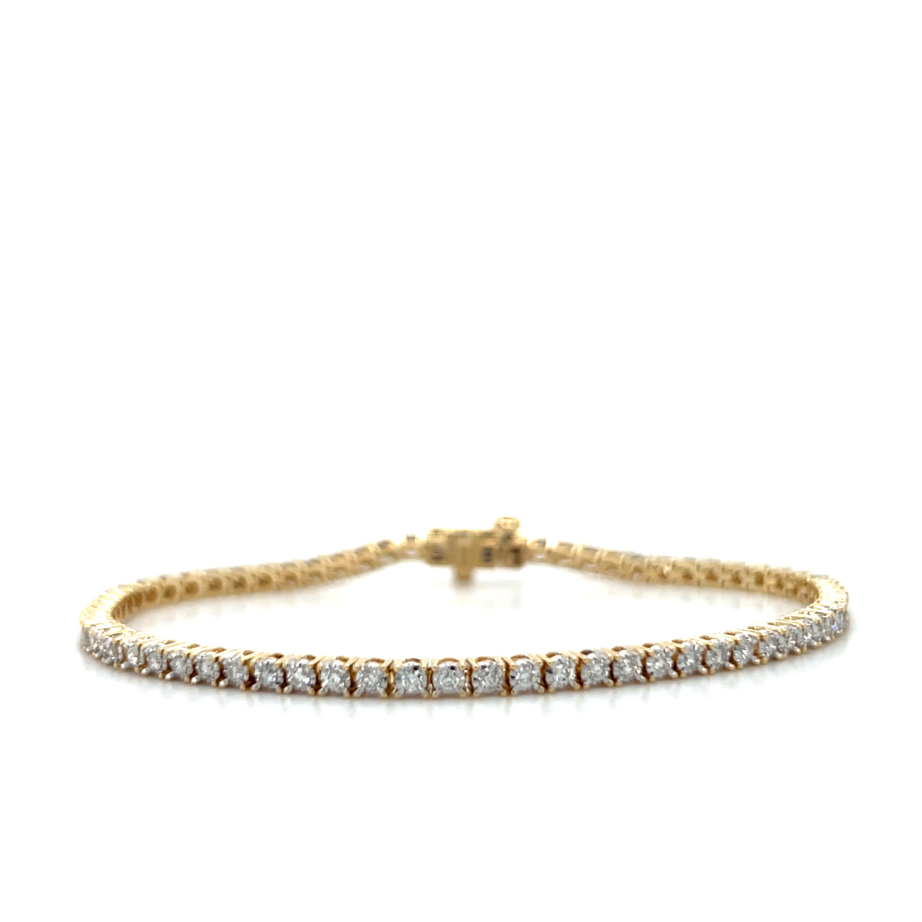 10K Yellow Gold 1.00 Carat Total Weight Diamond Tennis Bracelet 7.25" - 7.8g