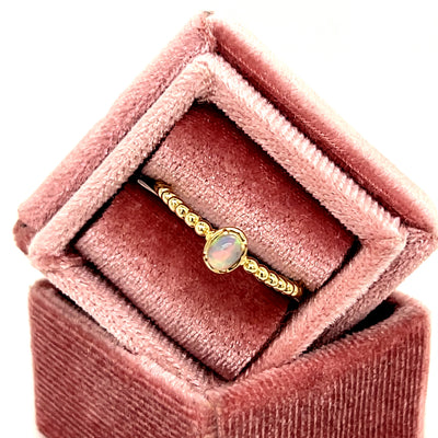 10K Yellow Gold 0.13CT Opal Beaded Ring