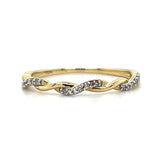 10K Yellow Gold 21 Diamond Twisted Band Ring