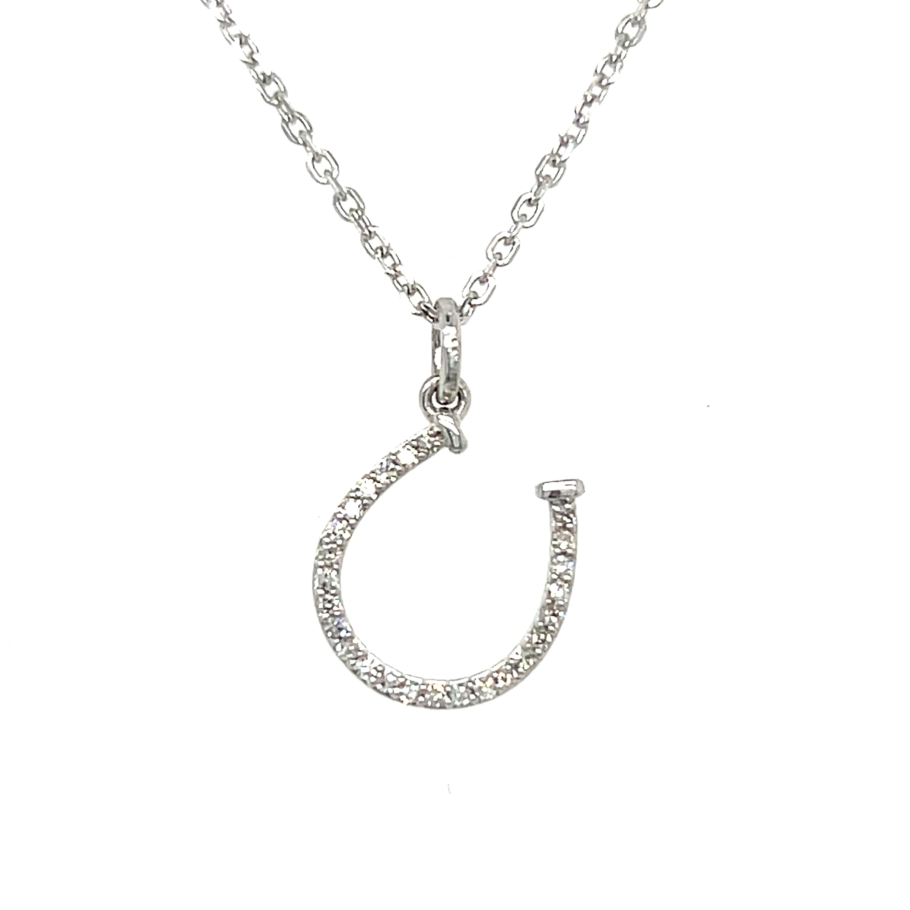 Sterling Silver 1/10 Carat Total Weight Diamond ~10x10mm Horseshoe Pendant