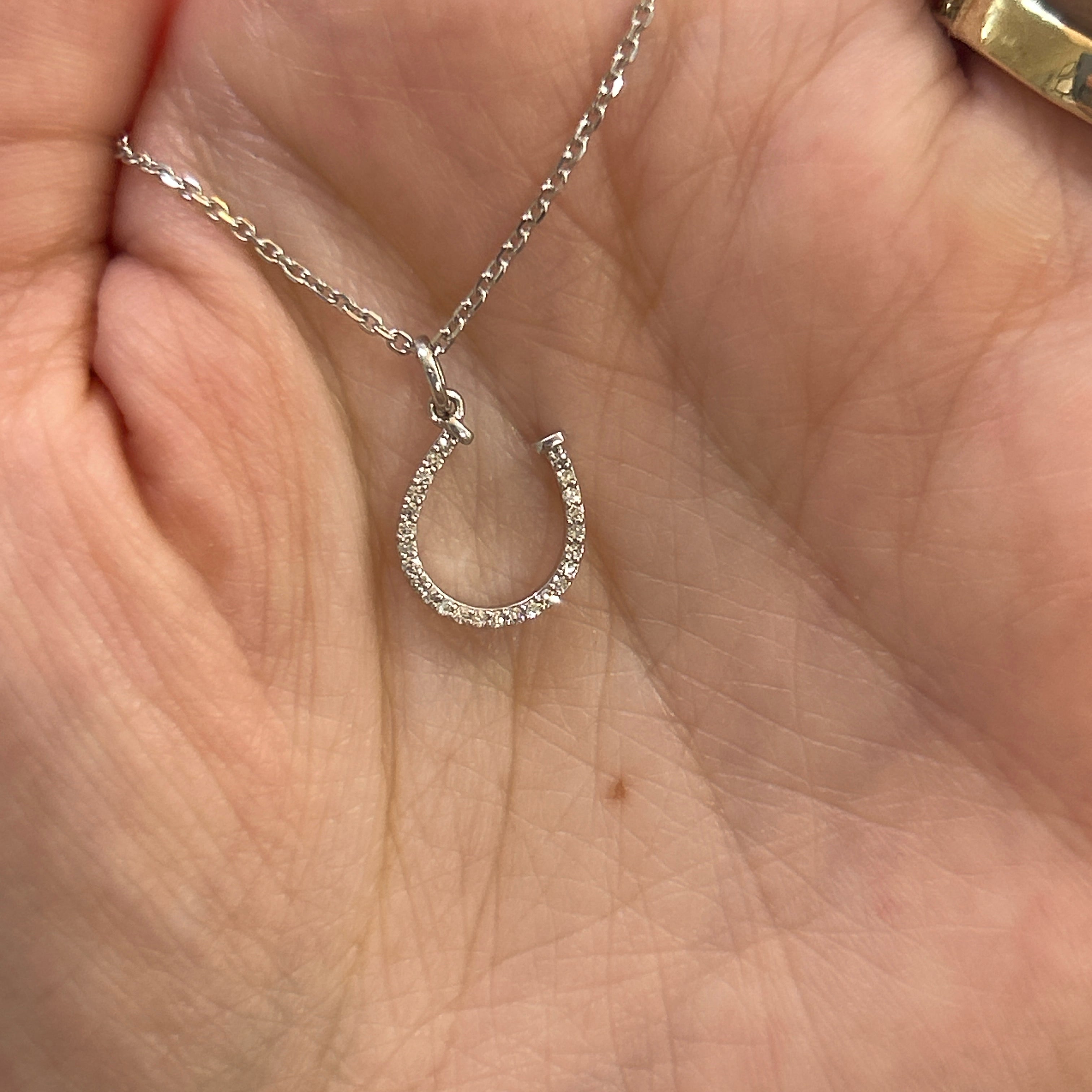 Sterling Silver 1/10 Carat Total Weight Diamond ~10x10mm Horseshoe Pendant