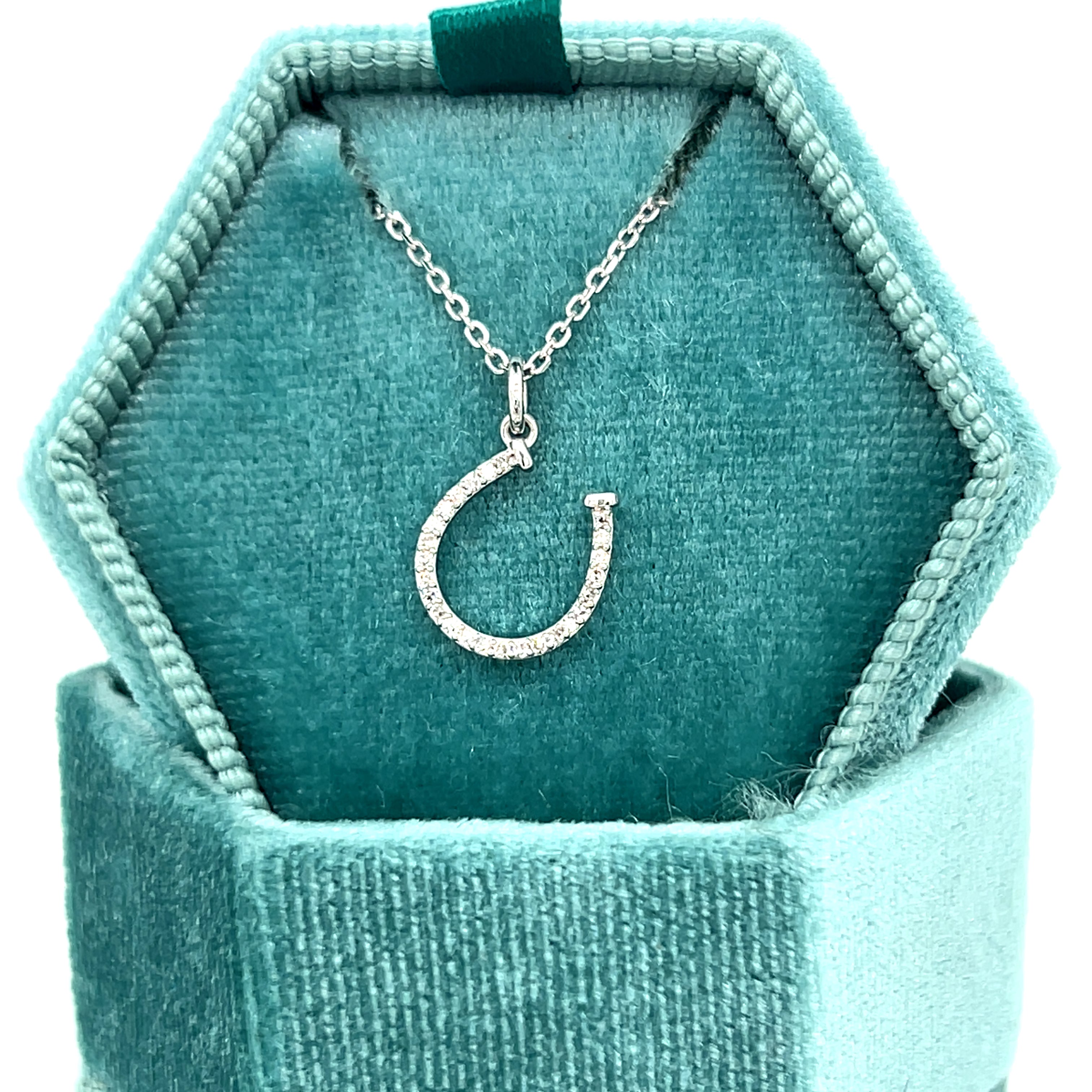 Sterling Silver 1/10 Carat Total Weight Diamond ~10x10mm Horseshoe Pendant