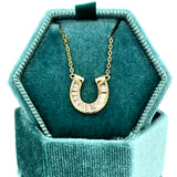 Sterling Silver Gold Plated Baguette Cubic Zirconia ~12x13mm Horseshoe Necklace