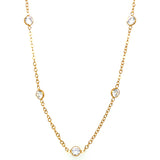 1/20 14K Yellow Gold 9-Station CZ Necklace 18" + 2" Extender