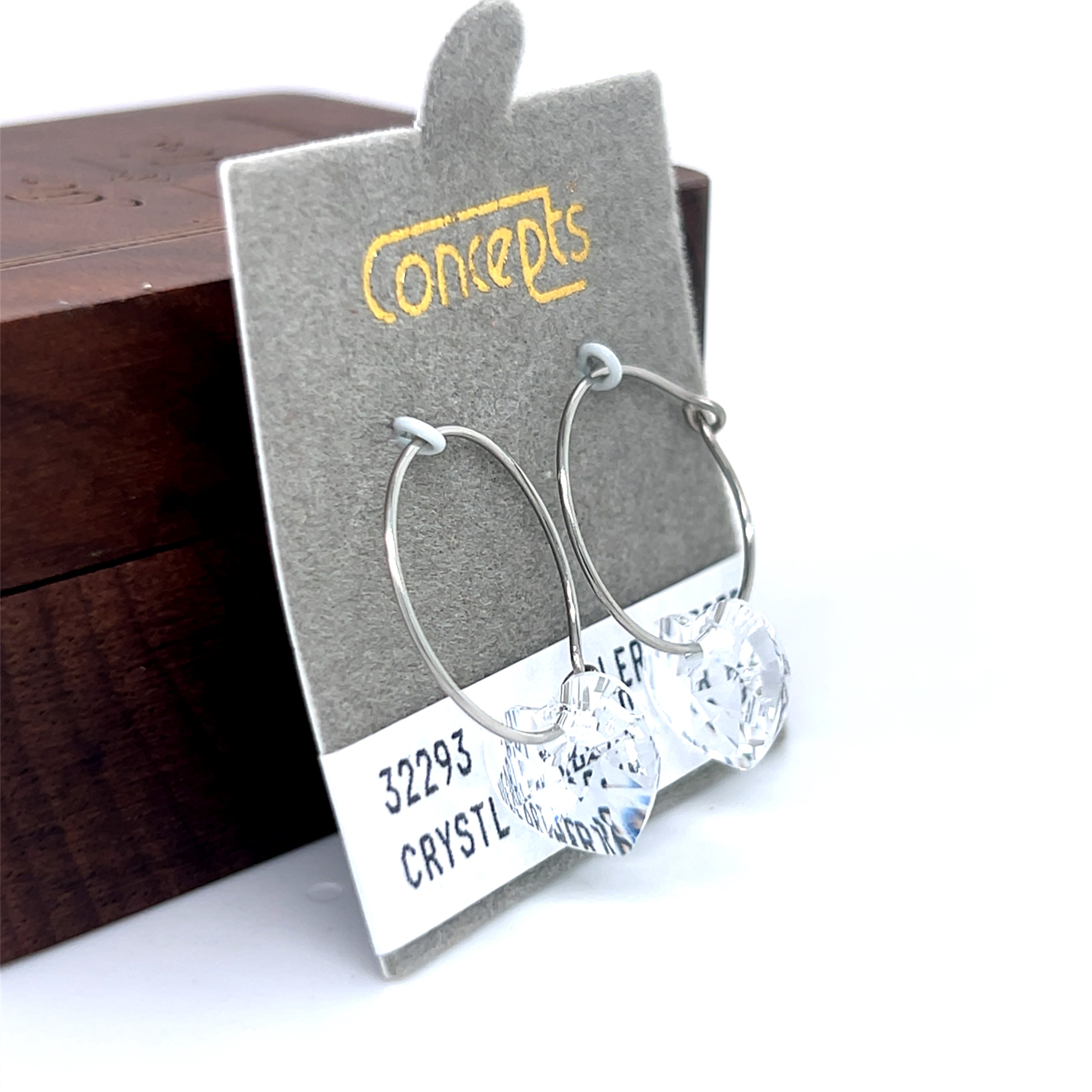 ~7x4mm Crystal Heart Allergy Free Earrings