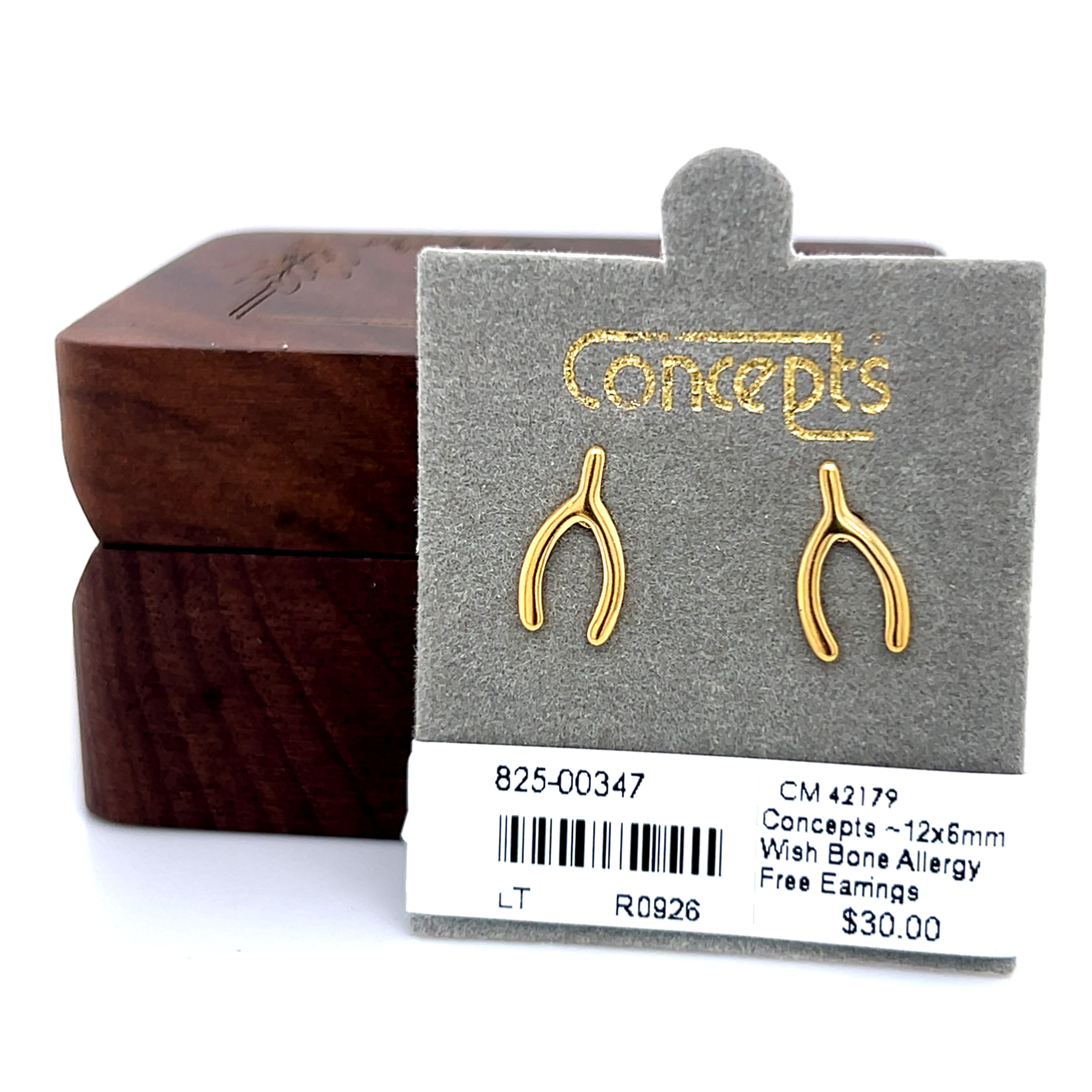 Concepts ~12x6mm Wish Bone Allergy Free Earrings