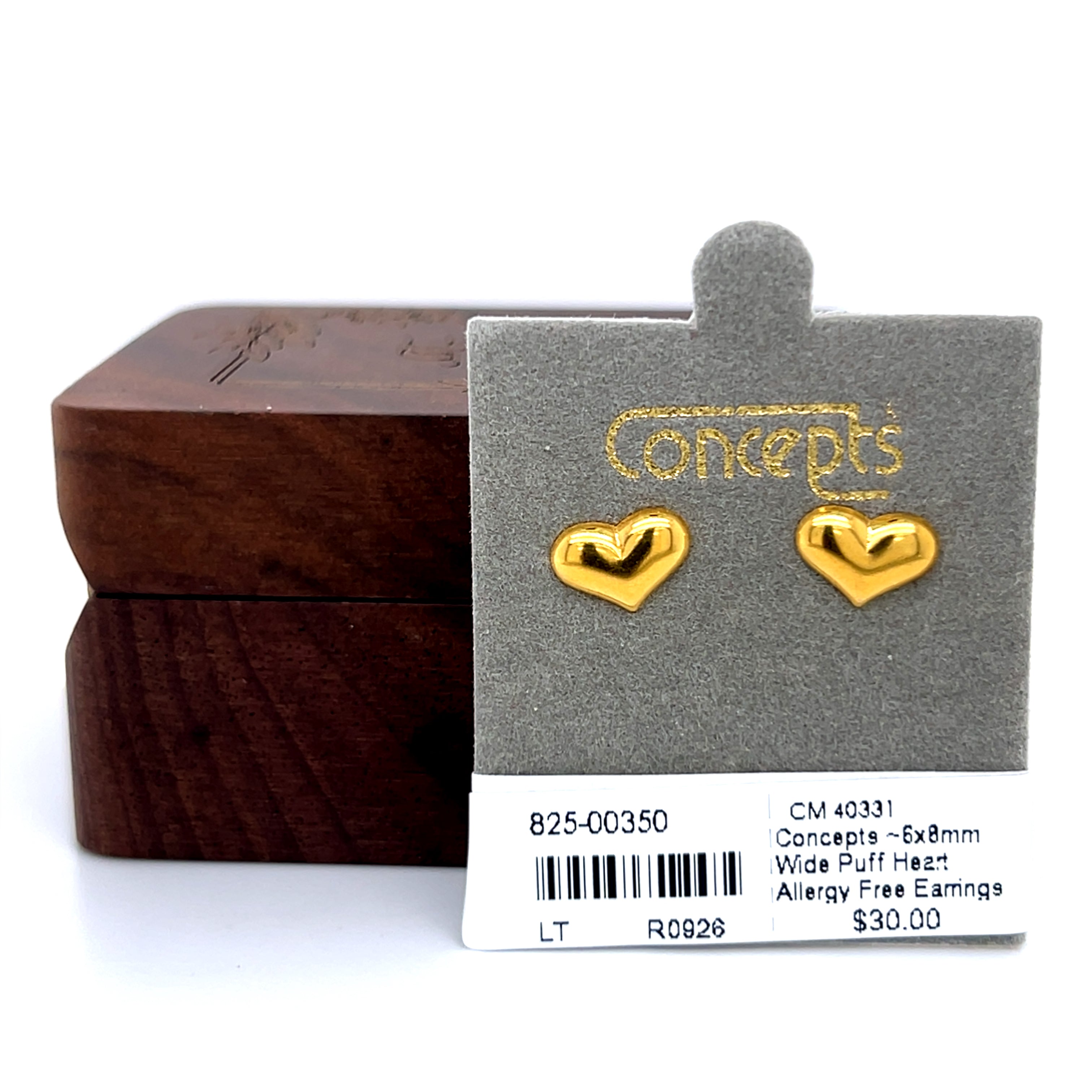 Concepts ~6x8mm Wide Puff Heart Allergy Free Earrings