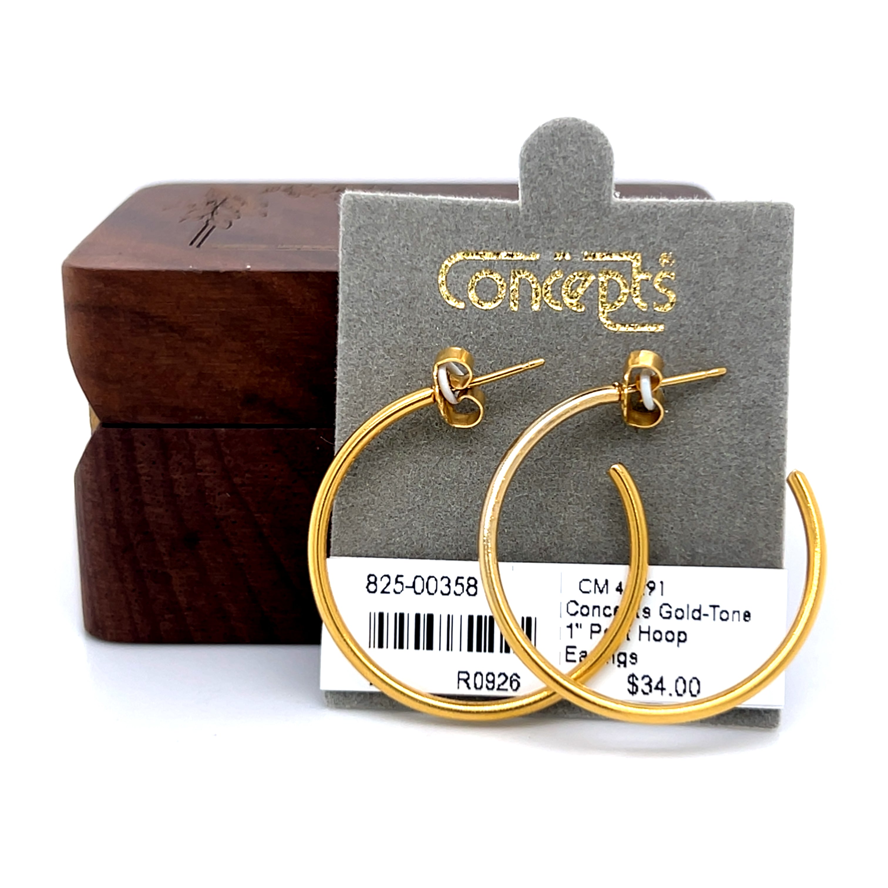 Concepts Gold-Tone 1" Post Hoop Earrings