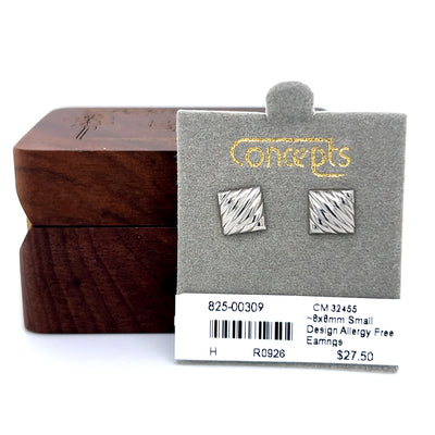 Concepts ~8x8mm Small Design Allergy Free Earrings