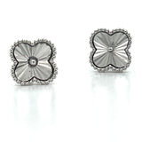 Sterling Silver 10mm Fluted Flower with Beaded Outline Stud Earrings