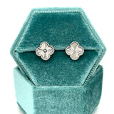 Sterling Silver 10mm Fluted Flower with Beaded Outline Stud Earrings