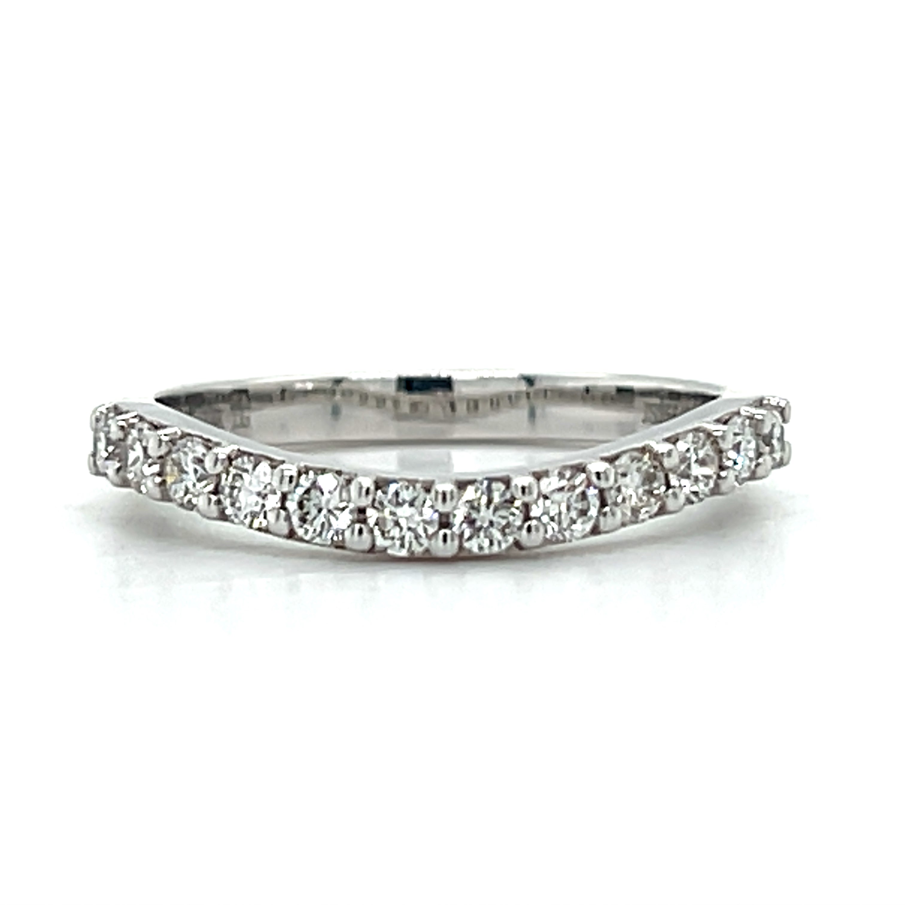 10K White Gold 0.47 Carat Total Weight Diamond Curve Wedding/Anniversary/Stackable Band