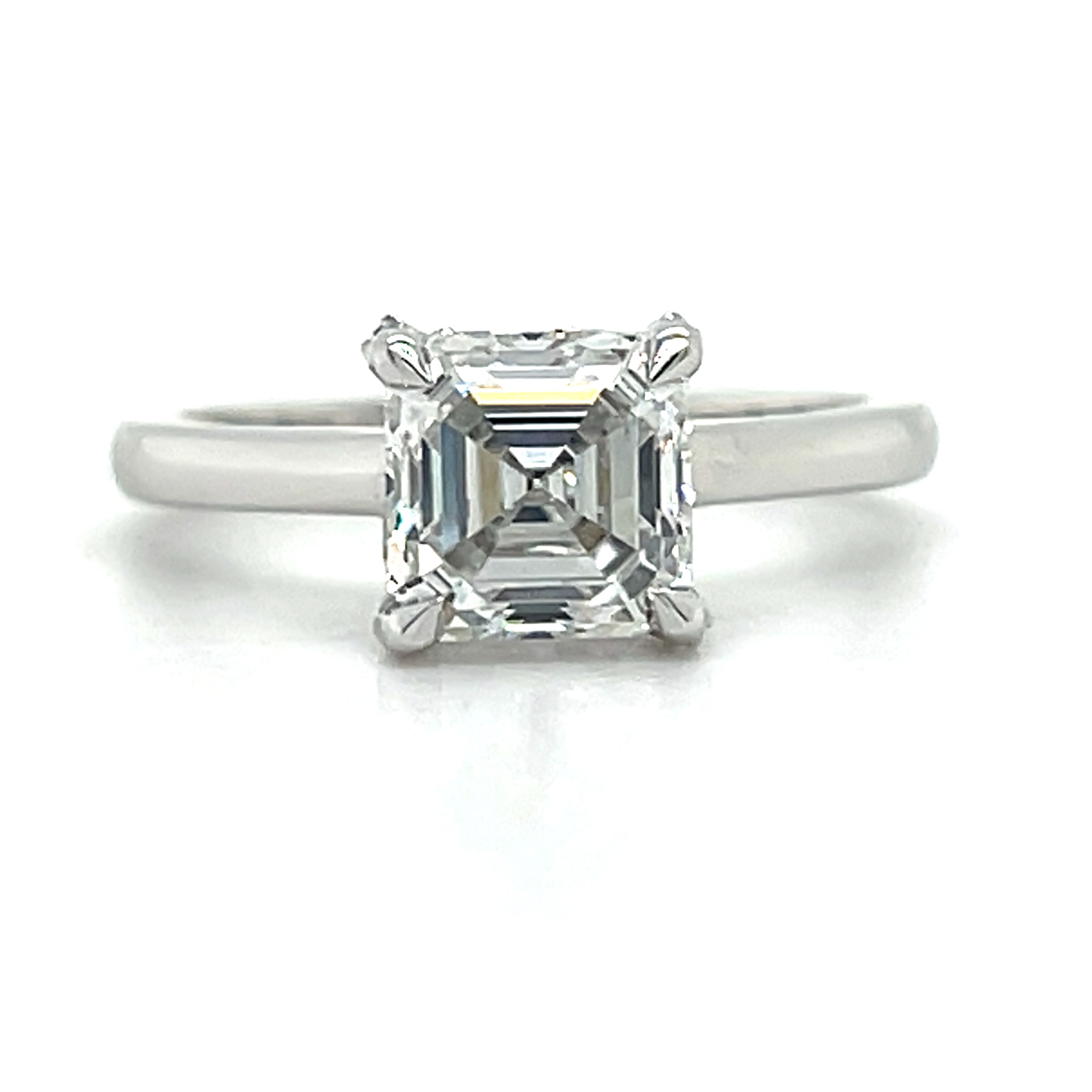14K White Gold Asscher Cut 2.20 Carat Total Weight (2.00CT E,VS2 Center IGI #732502739) Diamond Hidden Halo Engagement Ring
