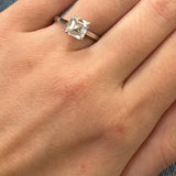 14K White Gold Asscher Cut 2.20 Carat Total Weight (2.00CT E,VS2 Center IGI #732502739) Diamond Hidden Halo Engagement Ring
