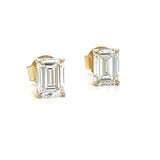 14K Yellow Gold Emerald Cut 1.57 Carat Total Weight Diamond (IGI# 694564262, IGI# 694546697) 4-Prong Push Back Stud Earrings