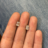 14K Yellow Gold Emerald Cut 1.57 Carat Total Weight Diamond (IGI# 694564262, IGI# 694546697) 4-Prong Push Back Stud Earrings