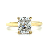 14K Yellow Gold 2.21 Carat Total Weight (2.04CT Elongated Cushion Cut D, VS1 Diamond Center IGI# 704577800) Hidden Halo Engagement Ring