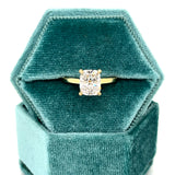 14K Yellow Gold 2.21 Carat Total Weight (2.04CT Elongated Cushion Cut D, VS1 Diamond Center IGI# 704577800) Hidden Halo Engagement Ring