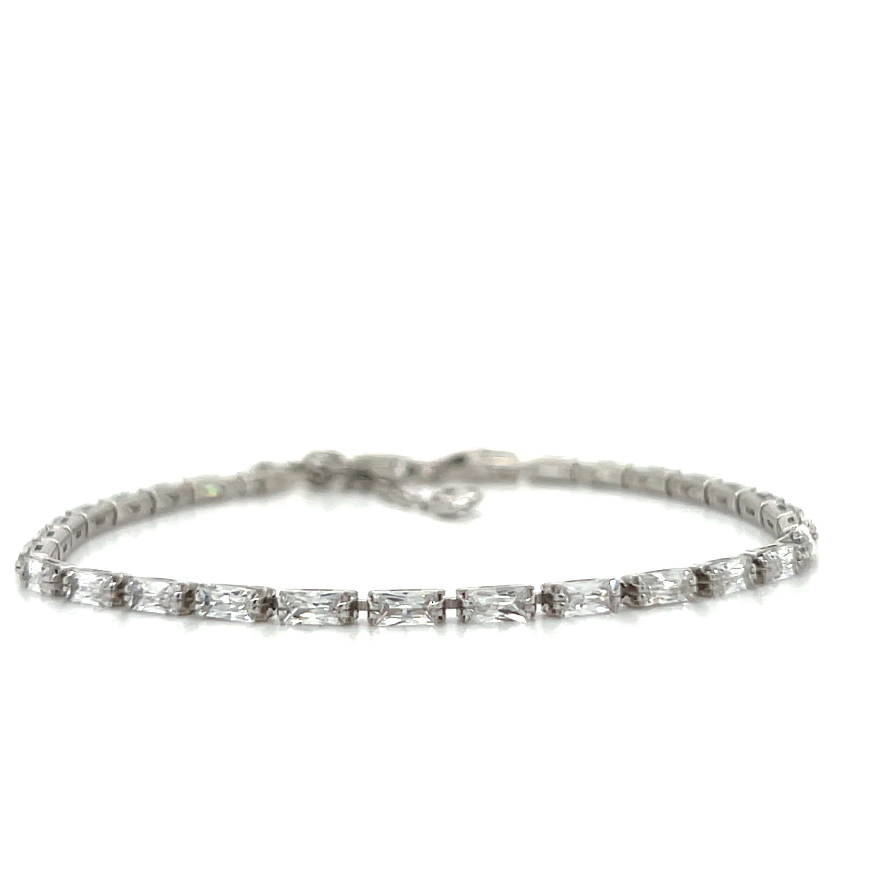 Sterling Silver Baguette Cubic Zirconia Bracelet