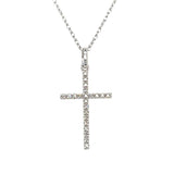 10K White Gold .06 Carat Total Weight Diamond Cross Necklace