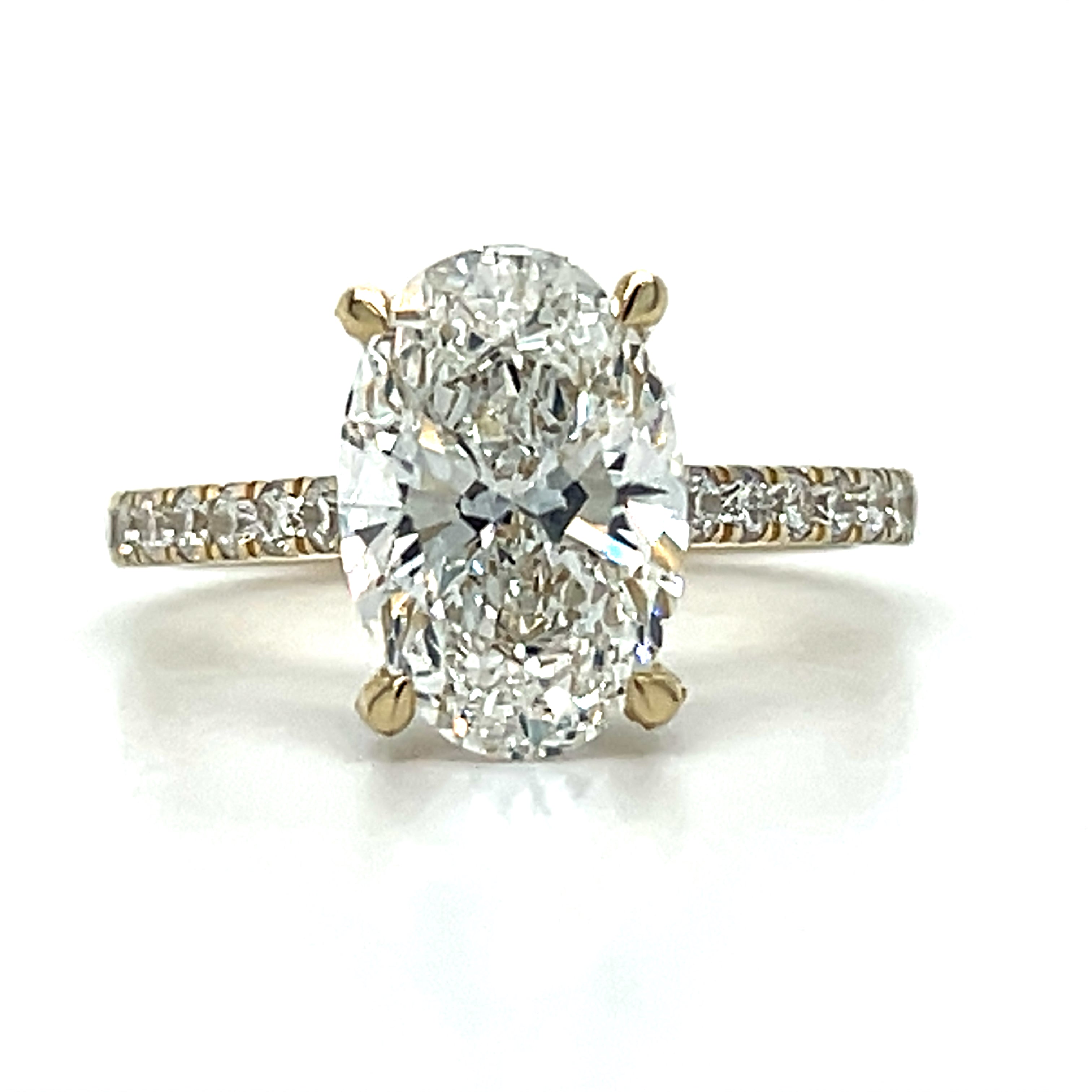 14K Yellow Gold 3.82 Carat Total Weight (3.00 CT Oval Center) Side Stone Ring IGI #826620917