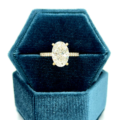 14K Yellow Gold 3.82 Carat Total Weight (3.00 CT Oval Center) Lab Grown Diamond Side Stone Ring IGI #826620917