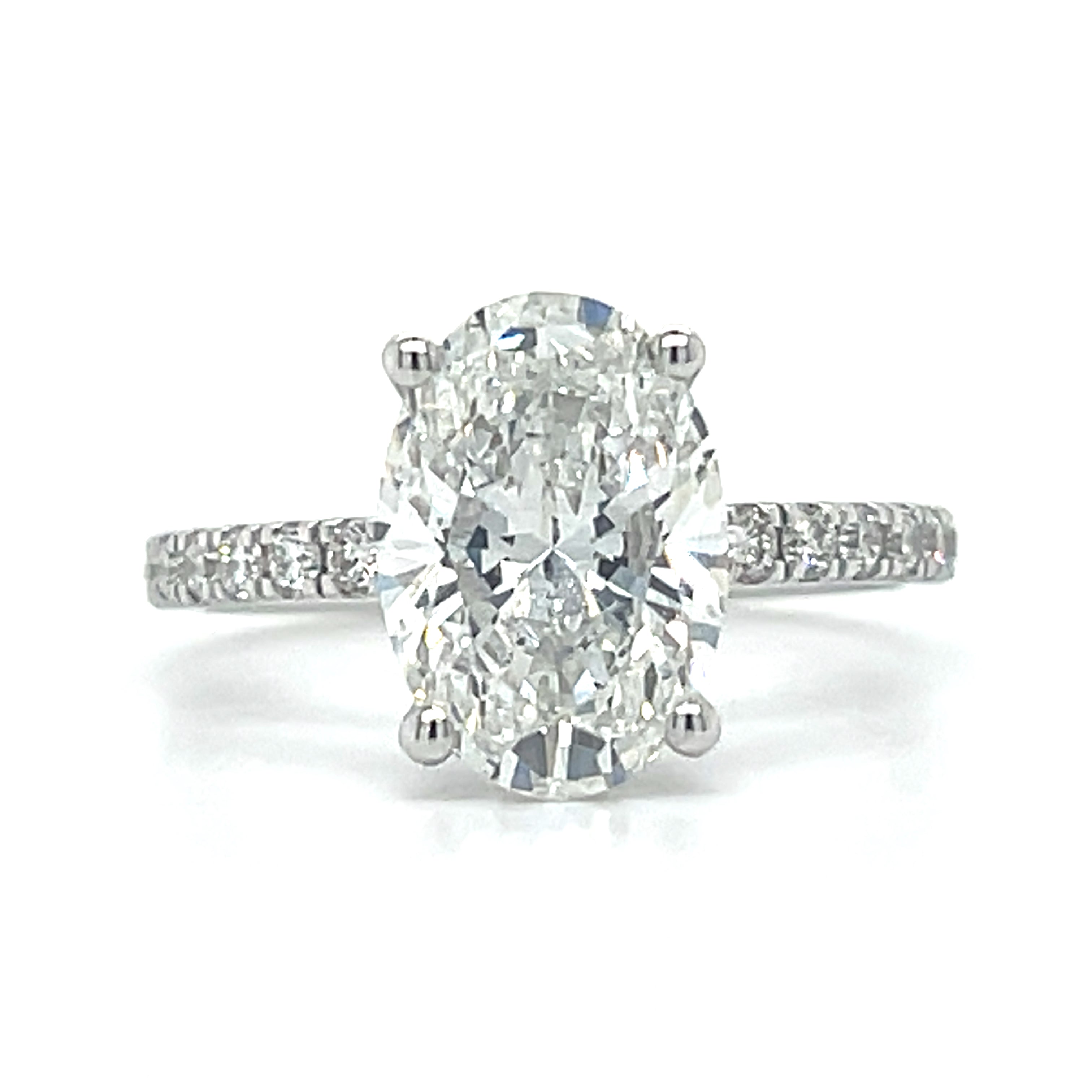 14K White Gold 3.89 Carat Total Weight (3.00CT Oval Center) Lab Grown Diamond Hidden Halo Ring IGI #809614977
