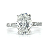 14K White Gold 3.89 Carat Total Weight (3.00CT Oval Center) Lab Grown Diamond Hidden Halo Ring IGI #809614977