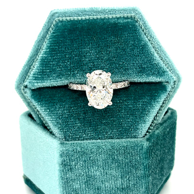 14K White Gold 3.89 Carat Total Weight (3.00CT Oval Center) Diamond Hidden Halo Ring IGI #809614977