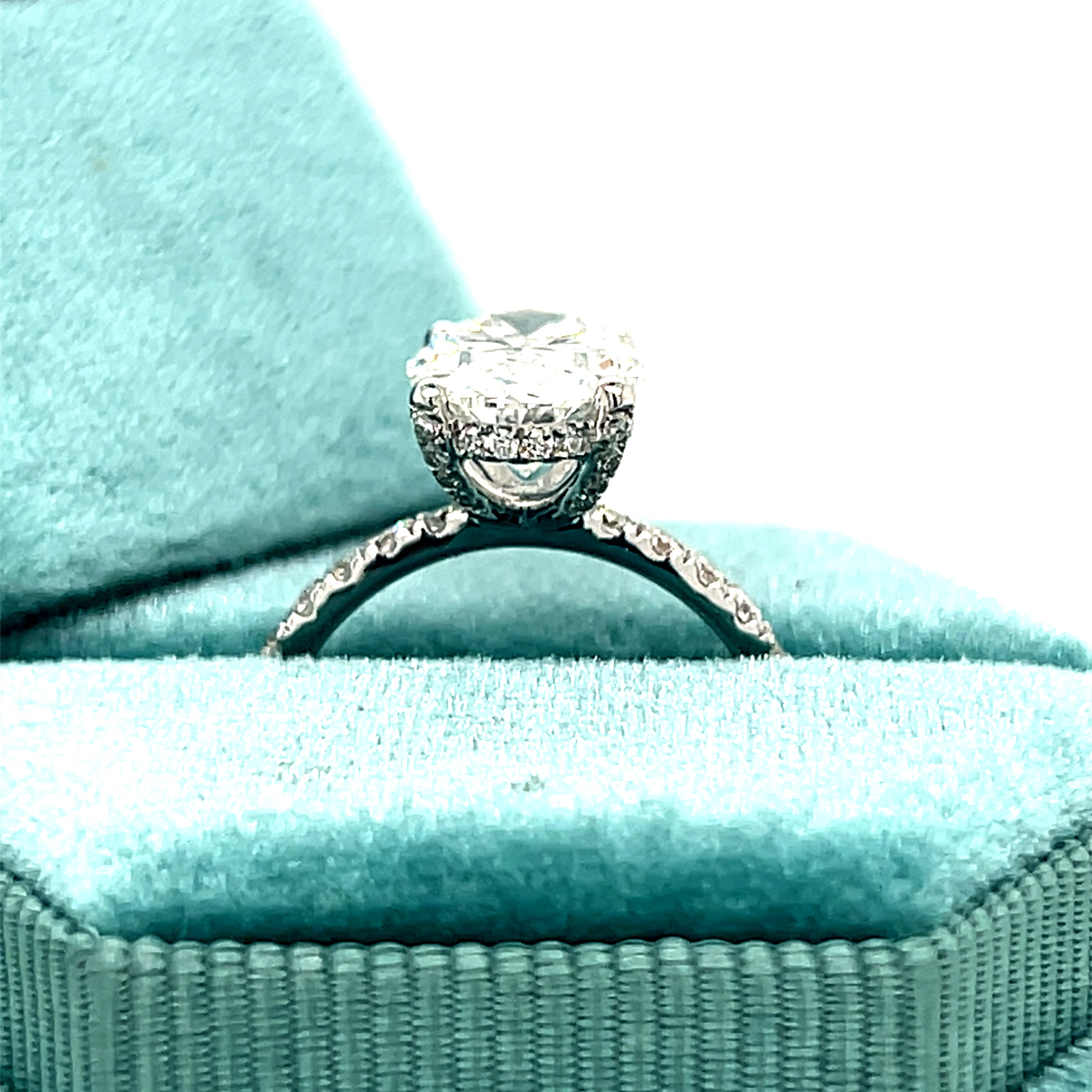 14K White Gold 3.89 Carat Total Weight (3.00CT Oval Center) Lab Grown Diamond Hidden Halo Ring IGI #809614977