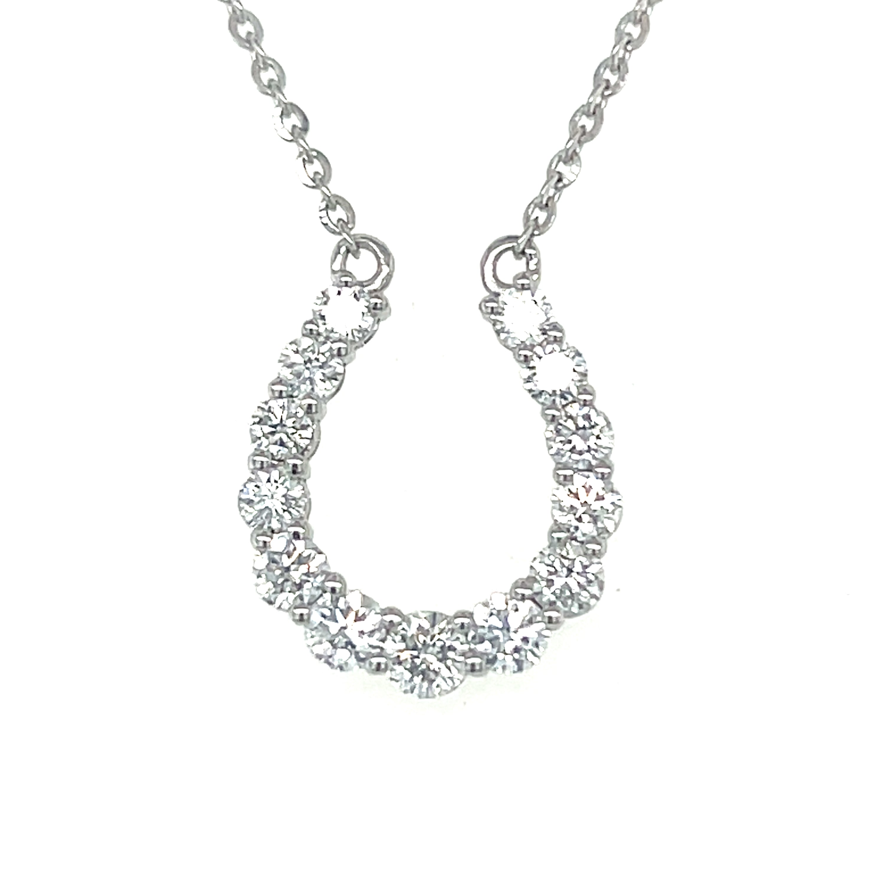 14K White Gold 0.99 Carat Total Weight Lab Grown Diamond Horseshoe Pendant