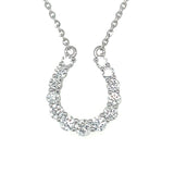 14K White Gold 0.99 Carat Total Weight Lab Grown Diamond Horseshoe Pendant