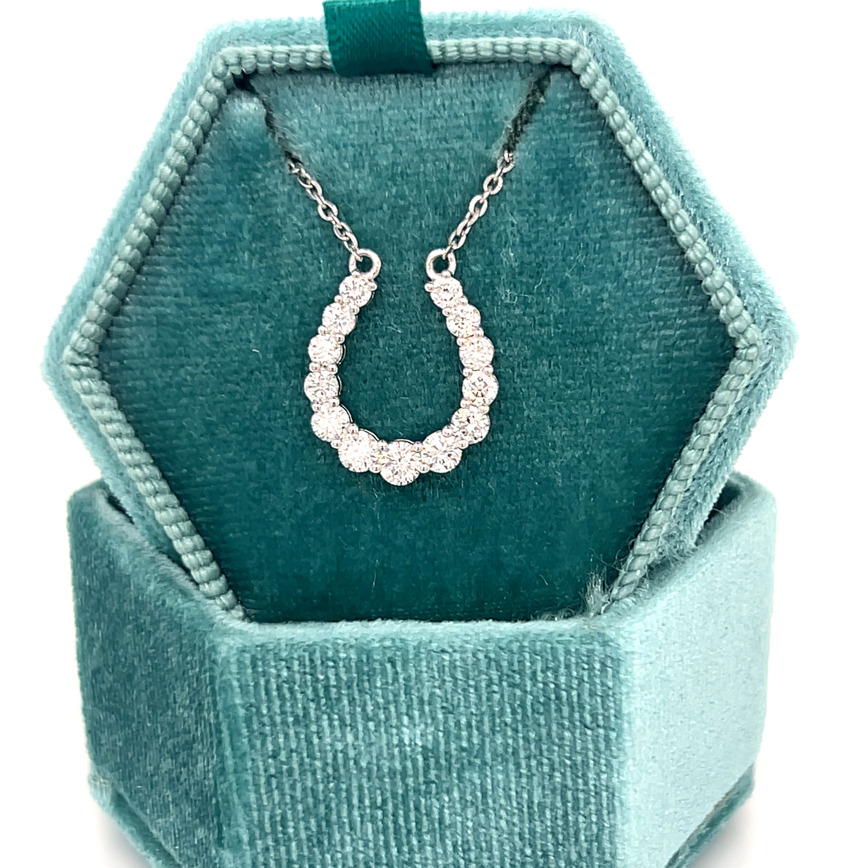 14K White Gold 0.99 Carat Total Weight Lab Grown Diamond Horseshoe Pendant