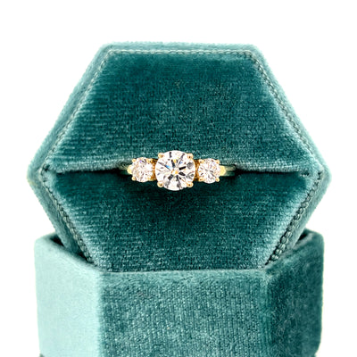 14K Yellow Gold 1.51 Carat Total Weight 3-Stone Lab Grown Diamond Engagement/Wedding/Anniversary/Stackable Ring IGI # 828620304