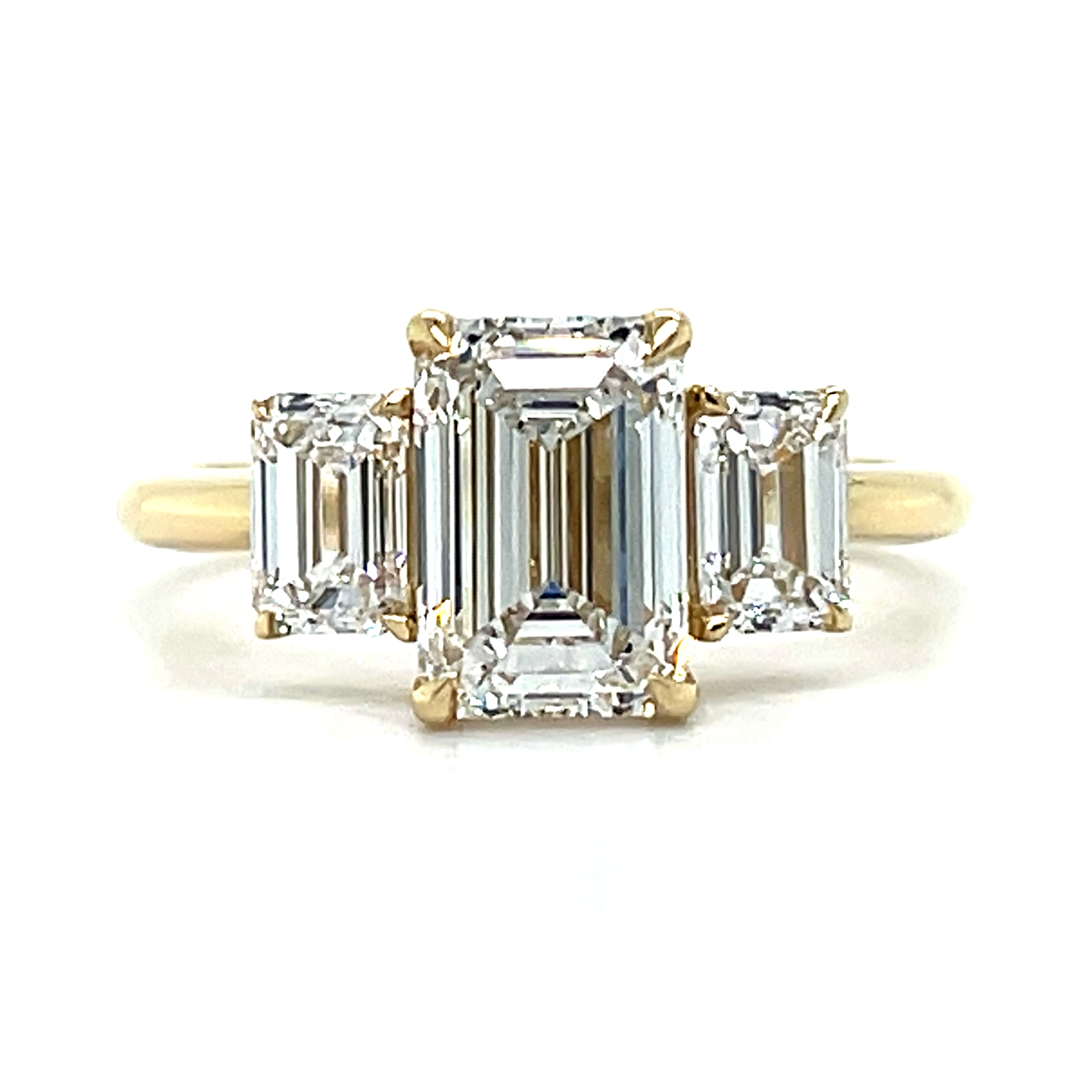 14K Yellow Gold 3.08 Carat Total Weight (2.00CT CTR) 3-Stone Lab Grown Diamond Engagement/Wedding/Anniversary/Stackable Ring  IGI #826620546