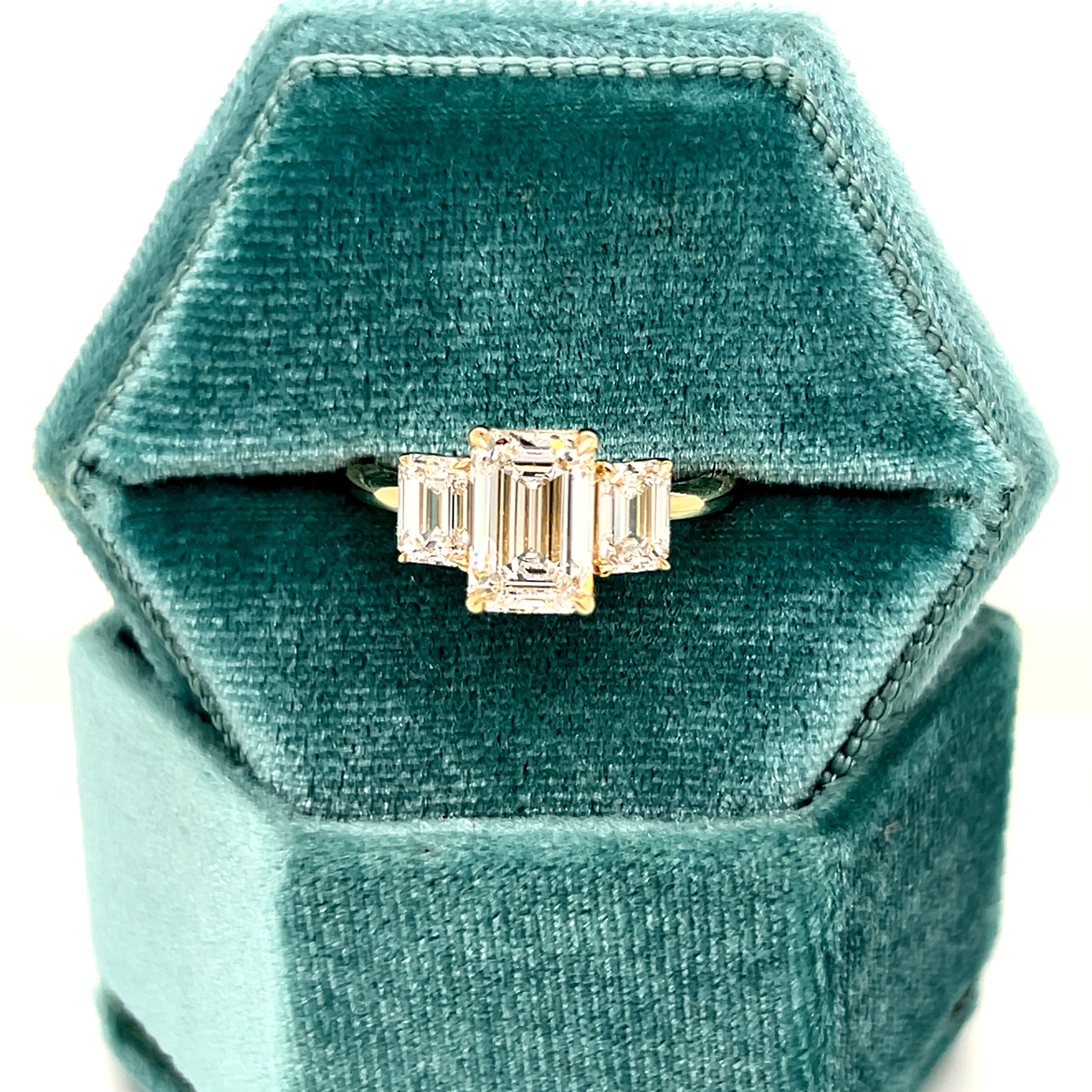 14K Yellow Gold 3.08 Carat Total Weight (2.00CT CTR) 3-Stone Lab Grown Diamond Engagement/Wedding/Anniversary/Stackable Ring  IGI #826620546