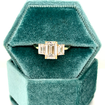 14K Yellow Gold 3.08 Carat Total Weight (2.00CT CTR) 3-Stone Lab Grown Diamond Engagement/Wedding/Anniversary/Stackable Ring  IGI #826620546