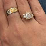 14K Yellow Gold 3.08 Carat Total Weight (2.00CT CTR) 3-Stone Lab Grown Diamond Engagement/Wedding/Anniversary/Stackable Ring  IGI #826620546