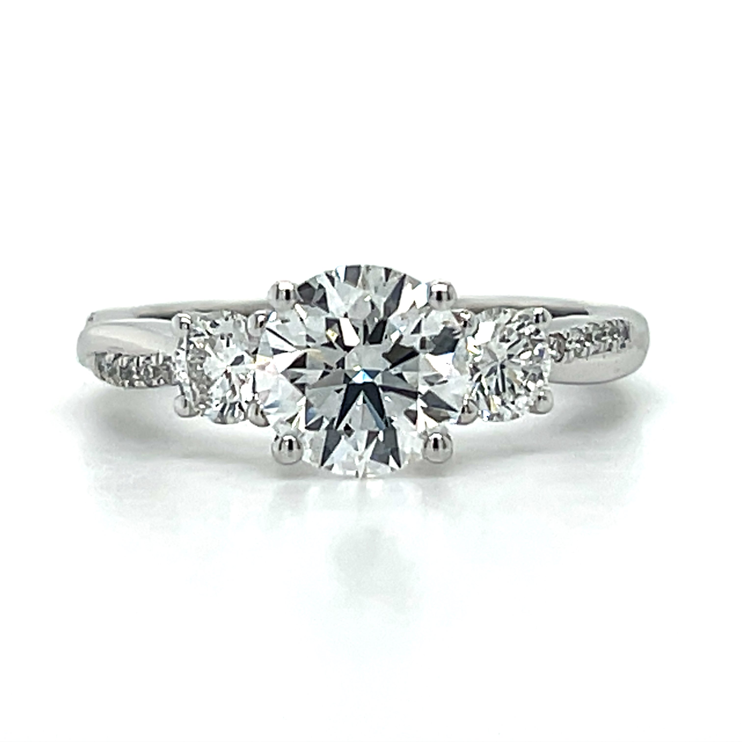 14K White Gold 2.18 Carat Total Weight (1.50CT Center) Lab Grown Diamond Side Stone Ring IGI #828625152