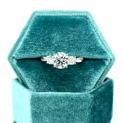 14K White Gold 2.18 Carat Total Weight (1.50CT Center) Lab Grown Diamond Side Stone Ring IGI #828625152