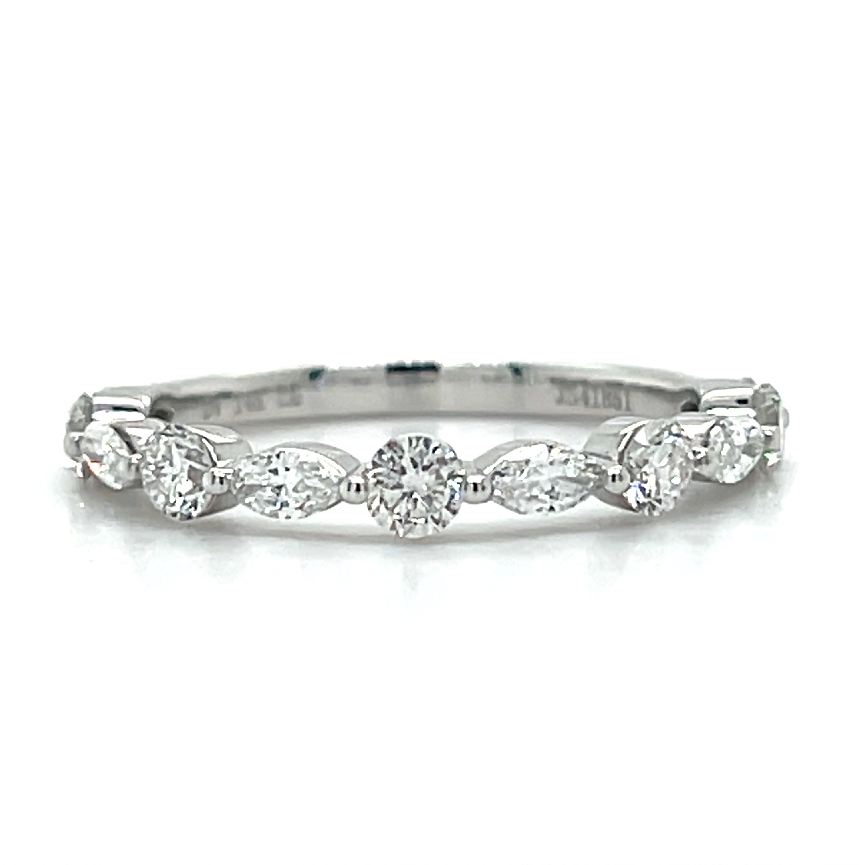 14K White Gold 0.84 Carat Total Weight Lab Grown Diamond Wedding/Anniversary/Stackable Band Ring